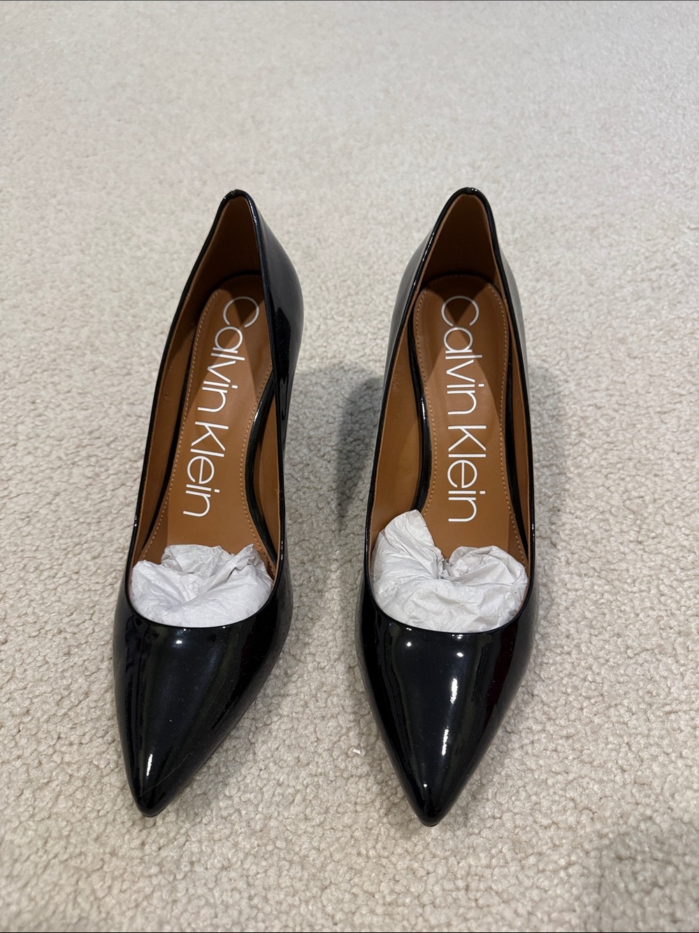 Calvin Klein Black Patent Pointed Pumps